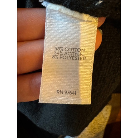 J Jill Sweater Women Medium Petite Black‎ Ivory Fair Isle Nordic Knit Mock Neck - Picture 10 of 12